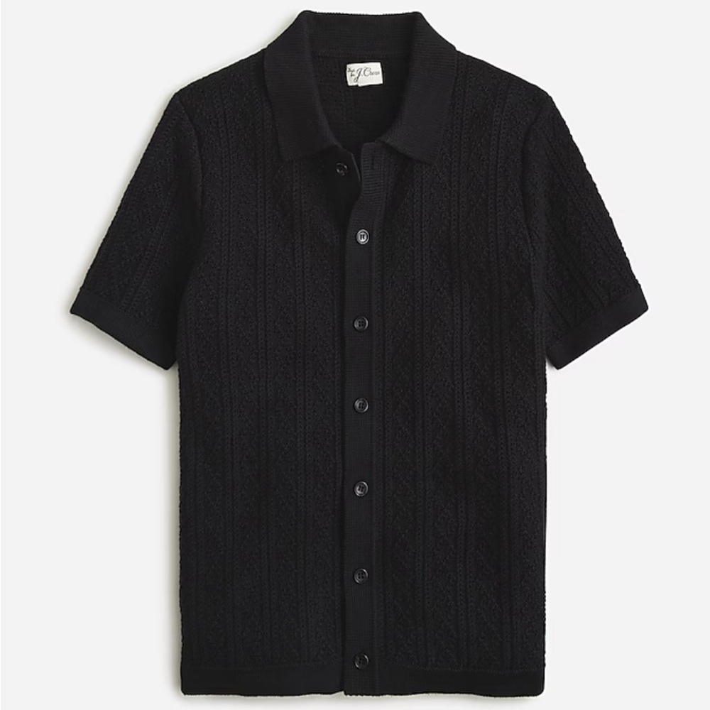 J.Crew Heritage short sleeve cotton pointelle-stitch sweater-polo